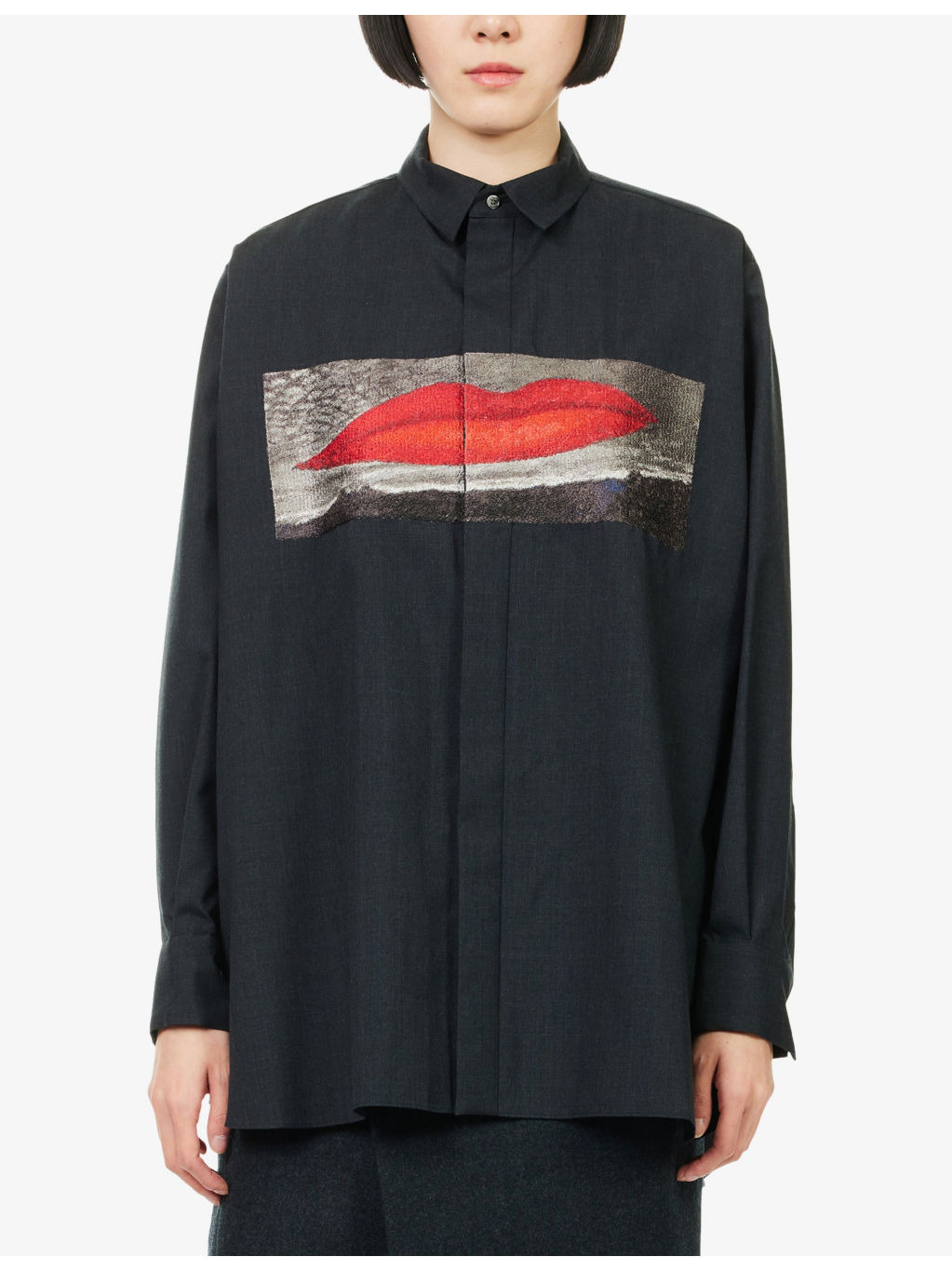 Graphic-Embroidered Long-Sleeve Wool Shirt - 3