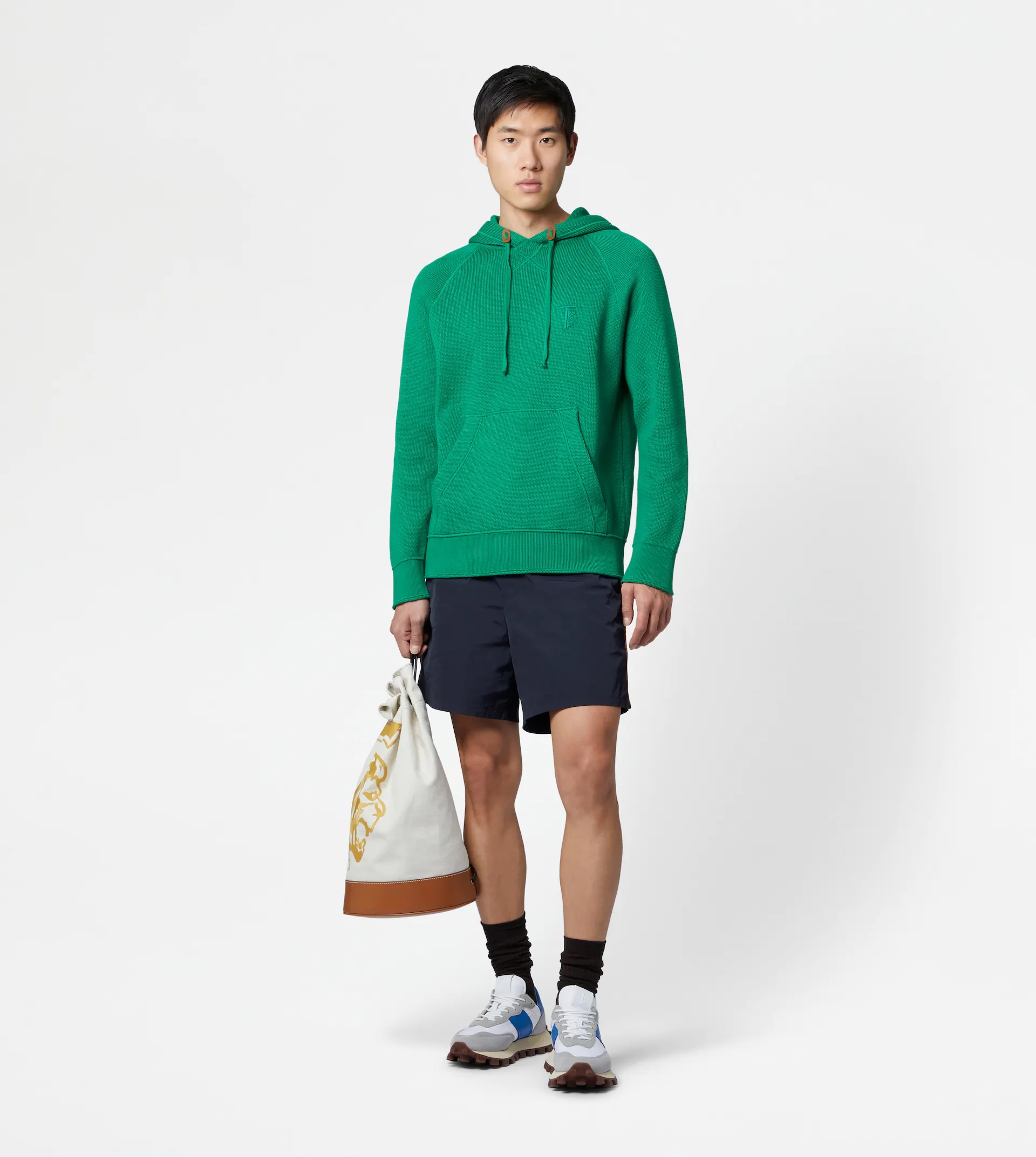 SWEATSHIRT-STYLE JUMPER IN COTTON - GREEN - 2