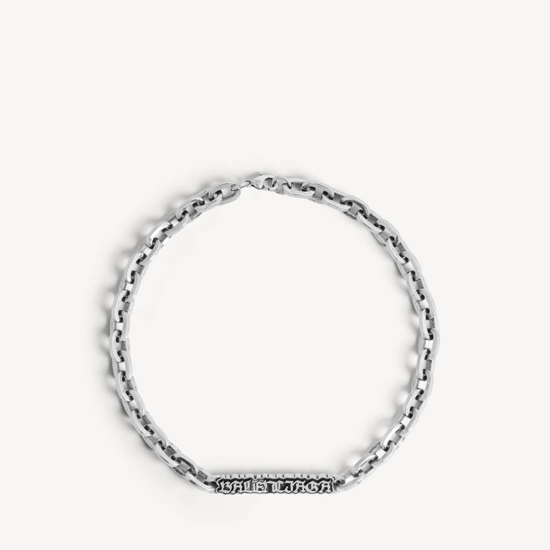 Men's Goth Gourmette Necklace in Antique Silver 1