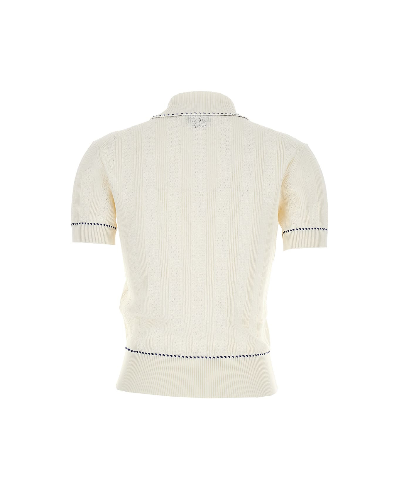 Ivory Viscose Blend Polo Shirt - 2