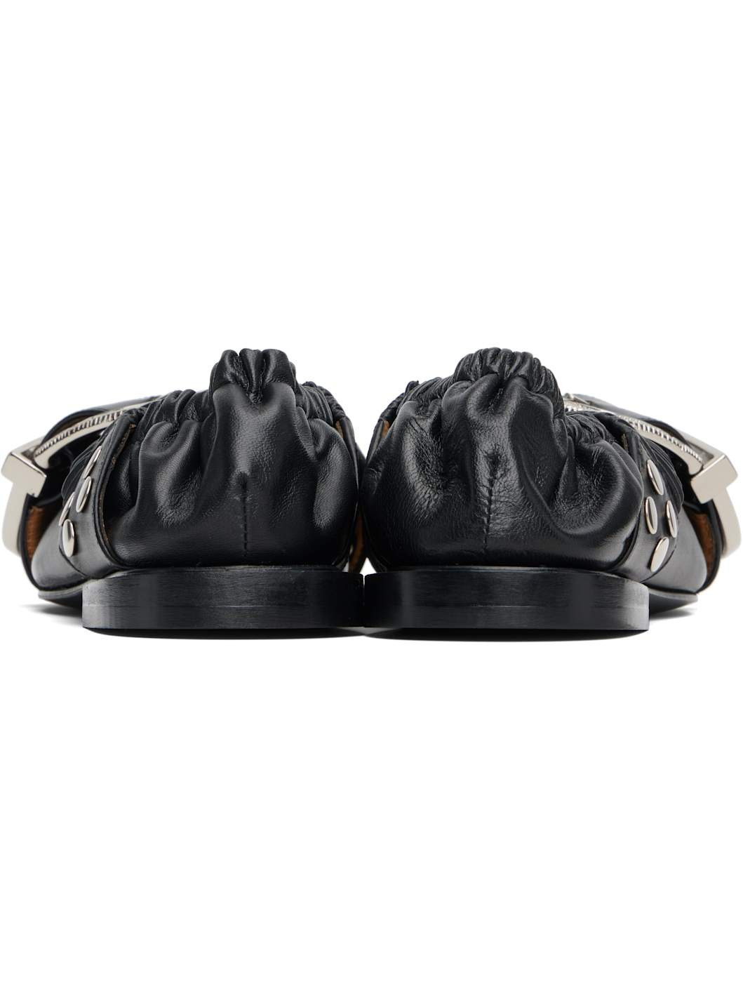 Black Cross Strap Ballerina Flats - 2