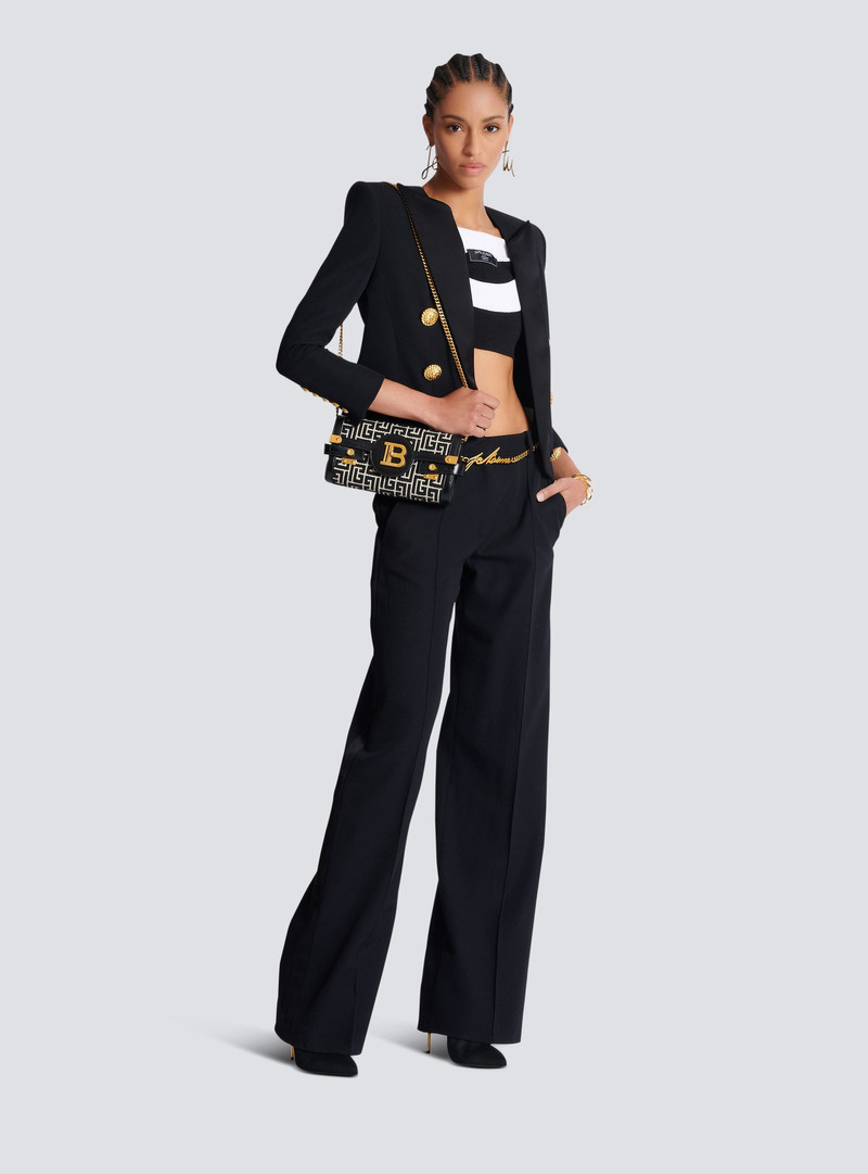 Balmain B-Buzz 23 jacquard and leather Clutch bag outlook