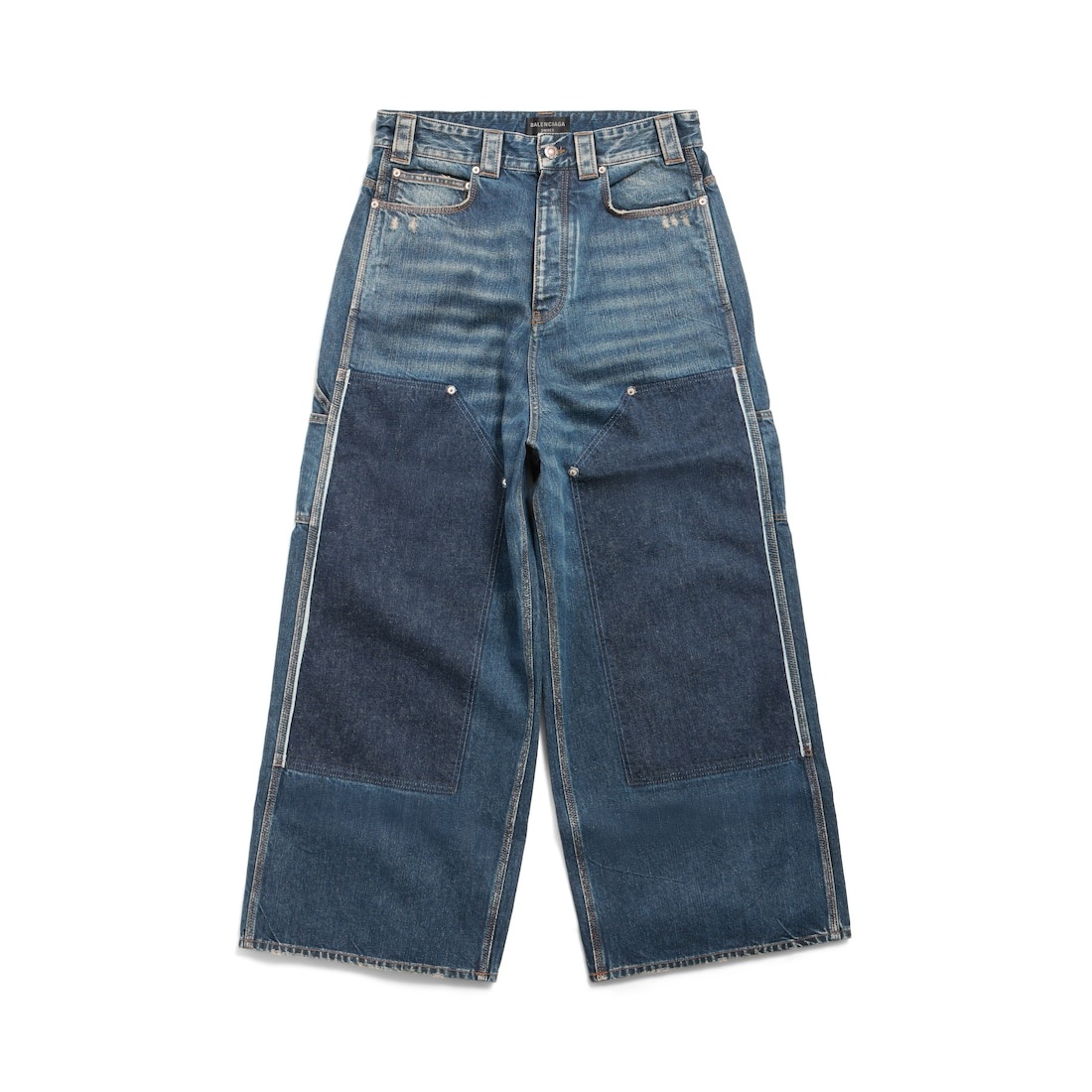 Men's Ripped Off Baggy Pants in Dark Blue - 1
