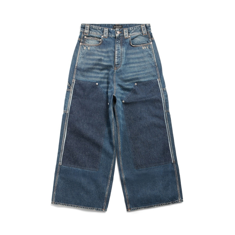 Men's Ripped Off Baggy Pants in Dark Blue 1