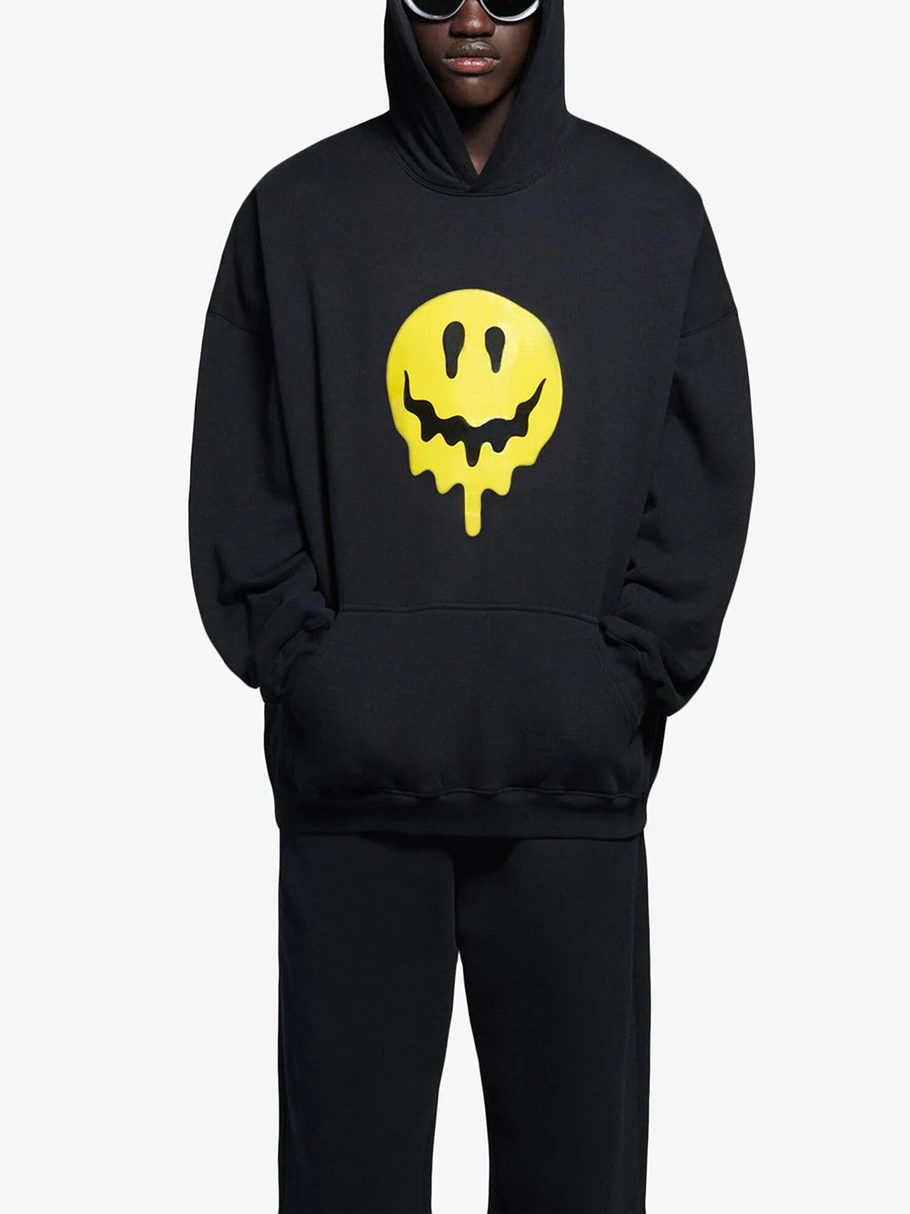 smiley-face print hoodie - 3