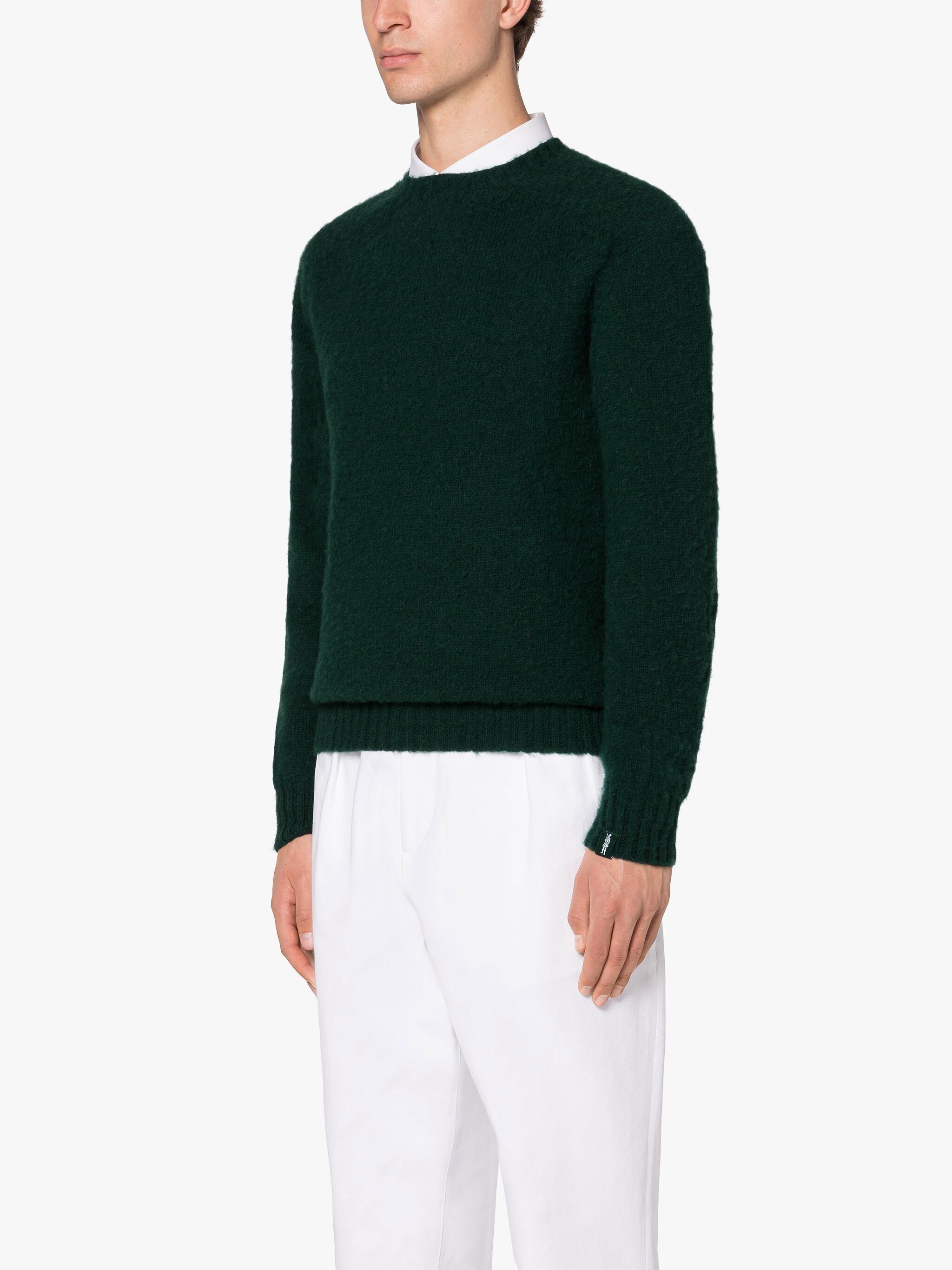 HUTCHINS DARK GREEN WOOL CREWNECK SWEATER - 2