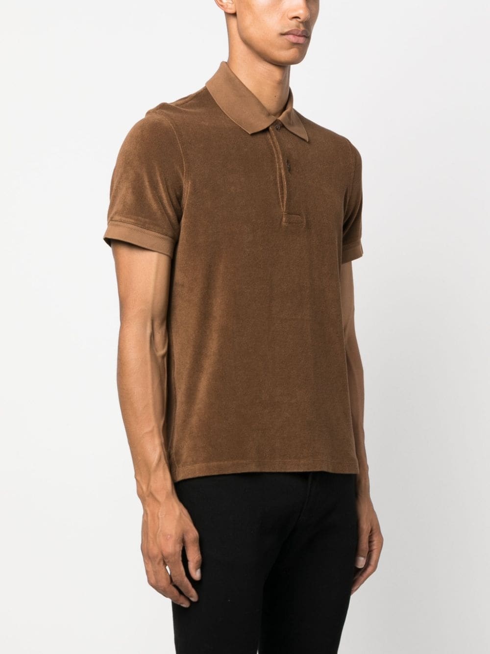 short-sleeves velvet-effect polo shirt - 3