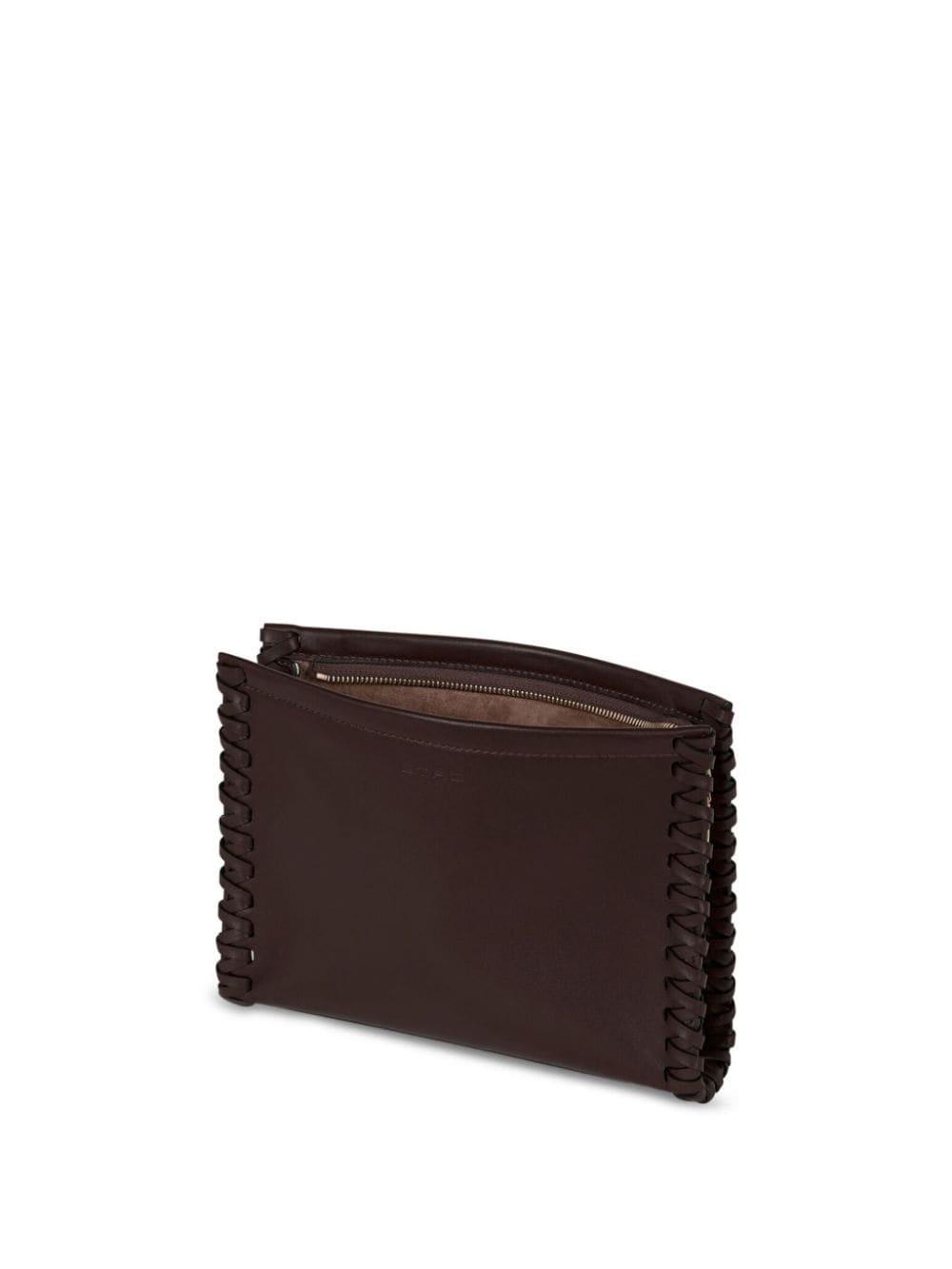 medium braided leather clutch bag - 4