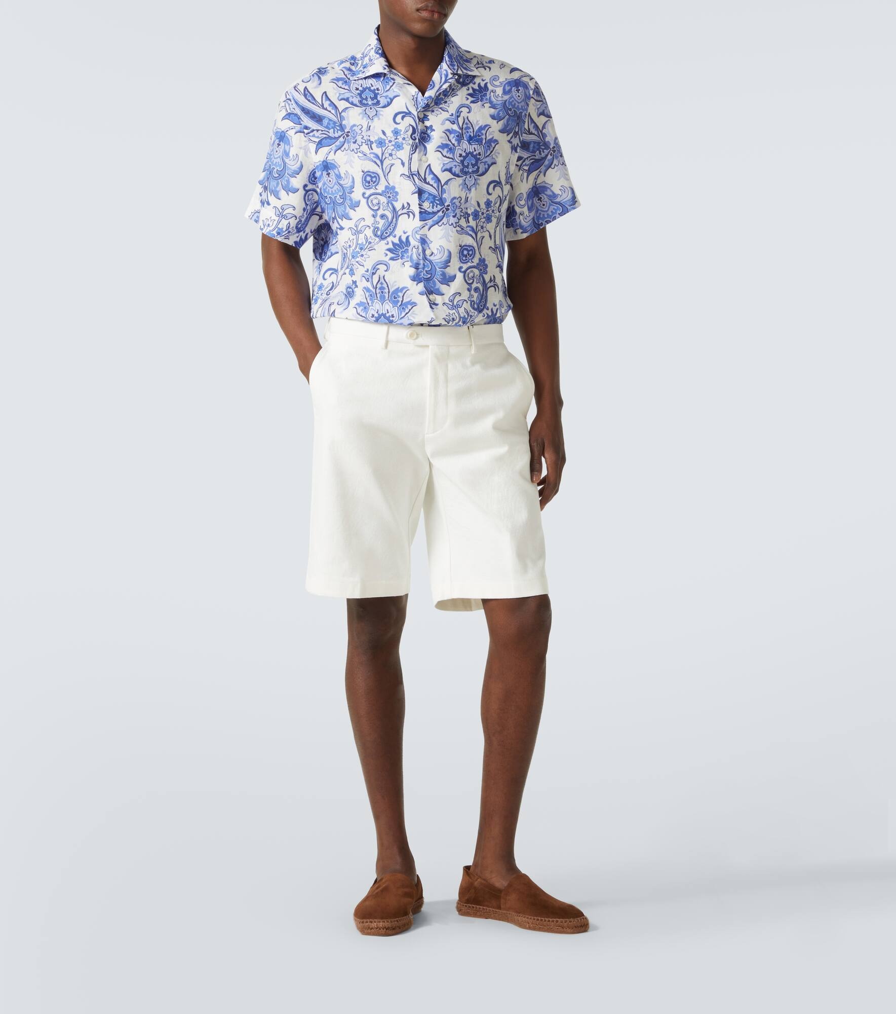 Printed linen bowling shirt - 2