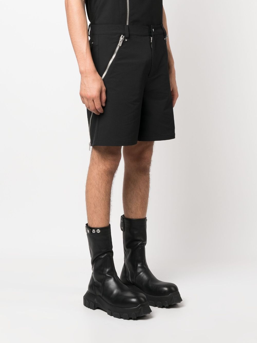 side-zips mid-rise shorts - 3
