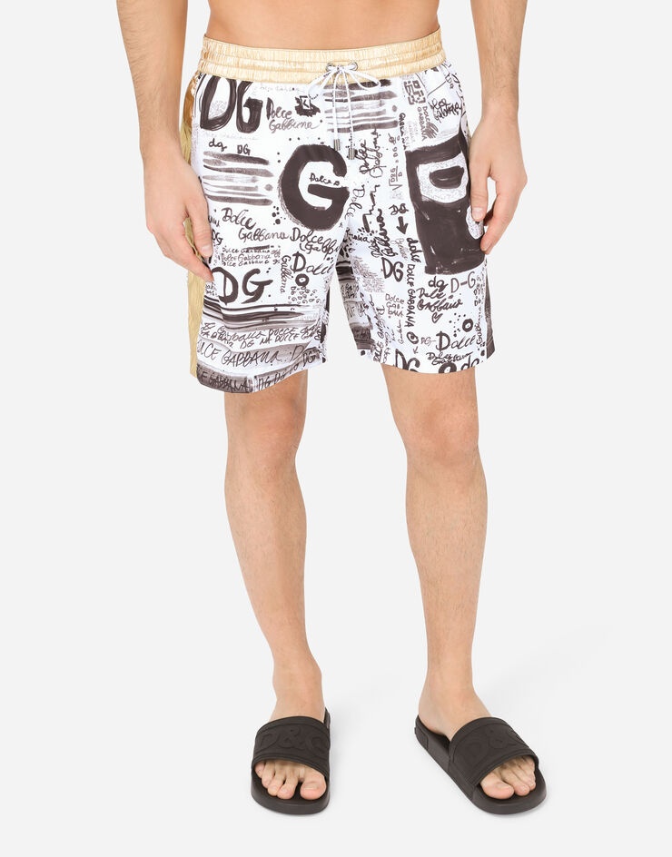 Mid-length swim trunks with logo print - 4