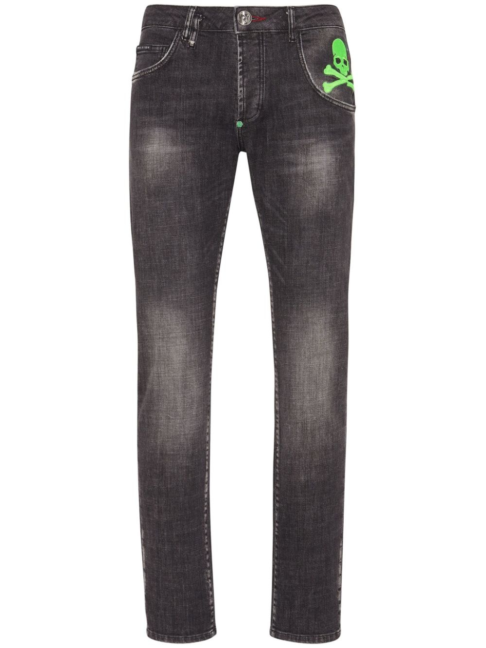 Skull-print straight-leg jeans - 1