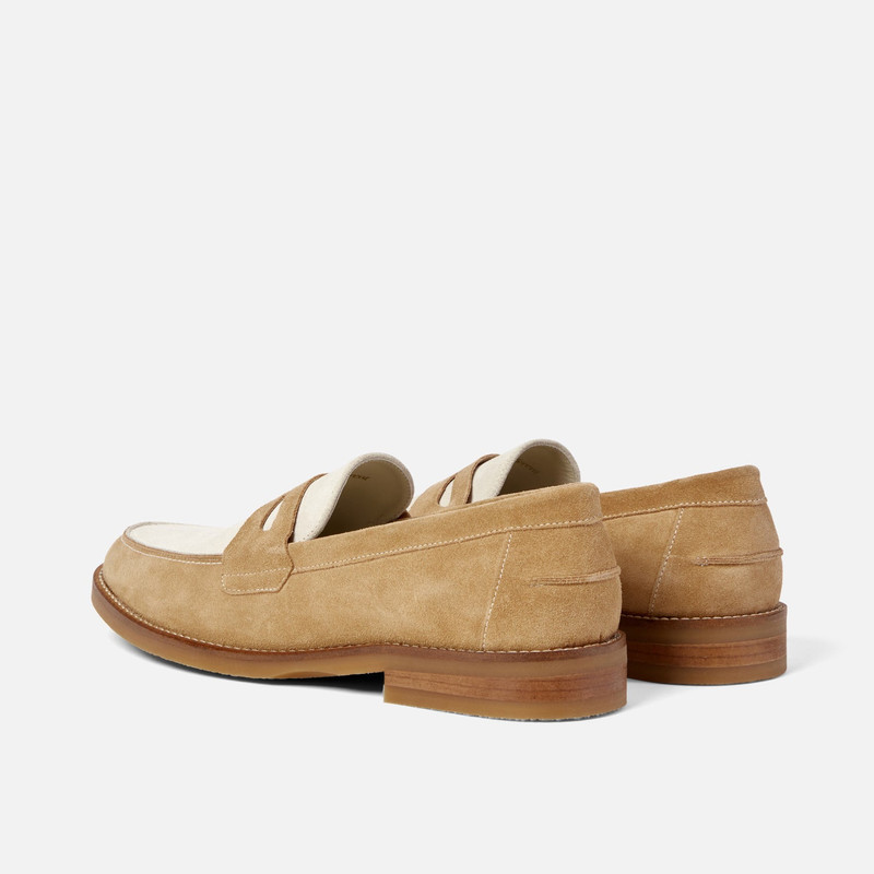Wilde Beige + White Suede Penny Loafer - Men's 5