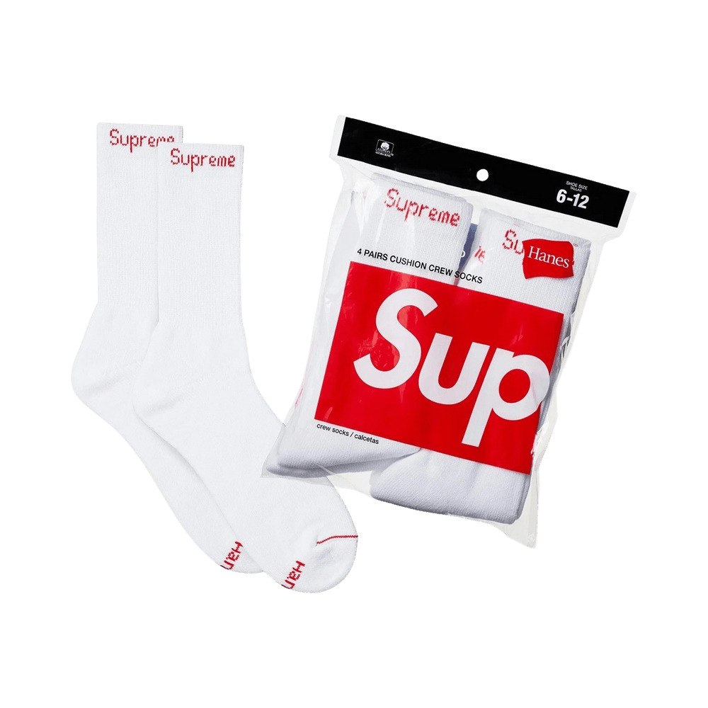 Supreme x Hanes Crew Socks (4 Pack) 'White' - 1