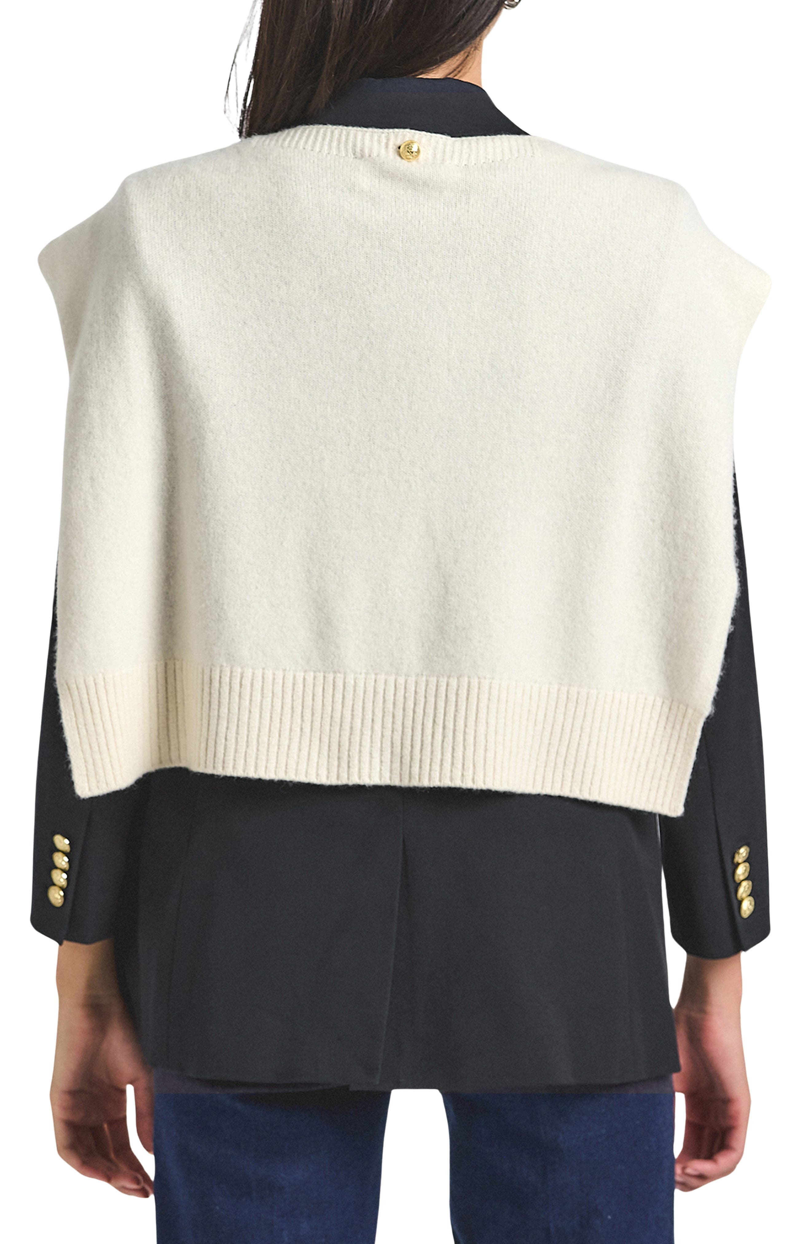 Derek Lam 10 Crosby Walter Cotton Blend Double Breasted Jacket with Shrug in Black/Chalk at Nordstro - 2