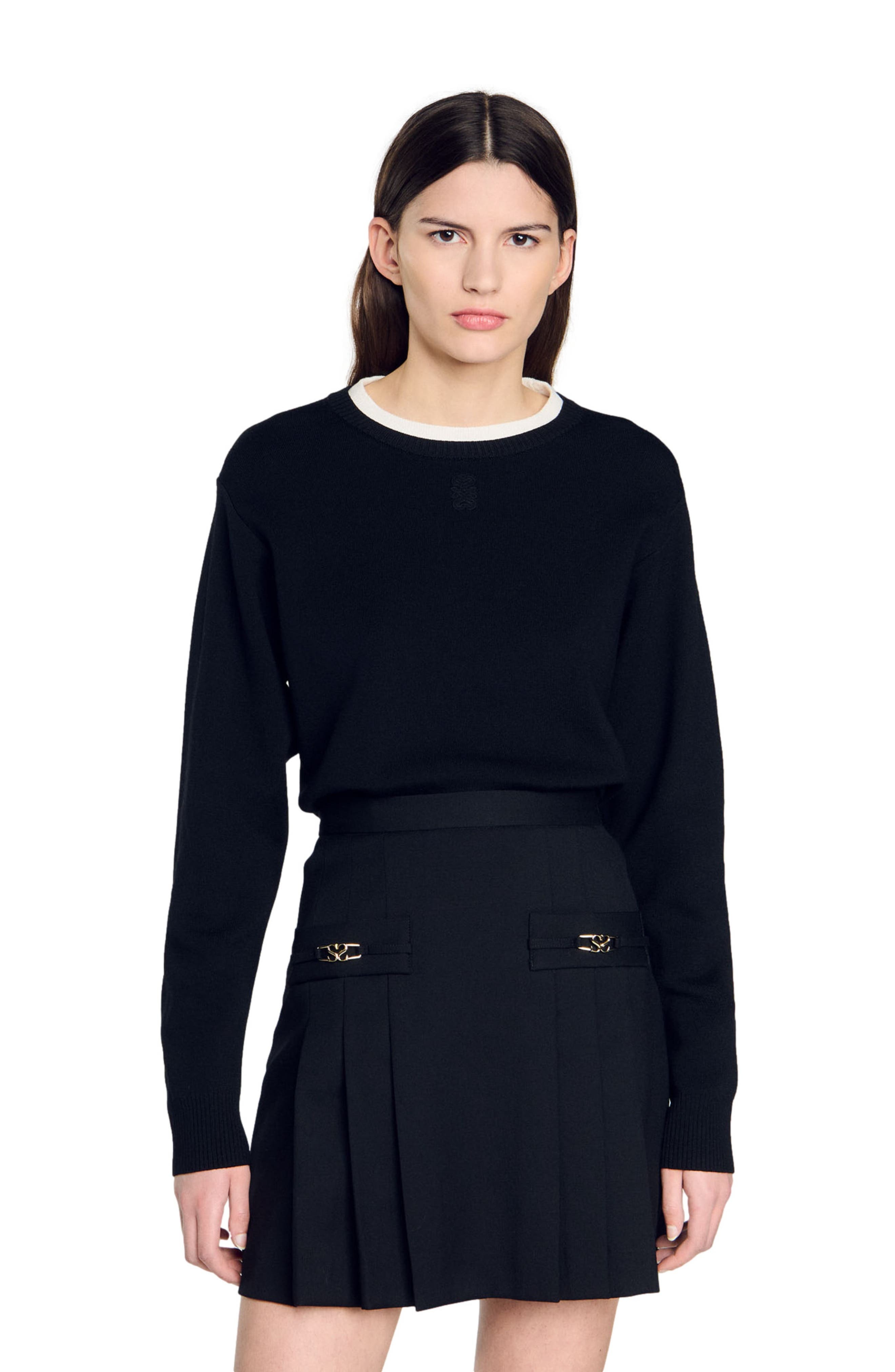 SANDRO Wool blend sweater in Black at Nordstrom - 1