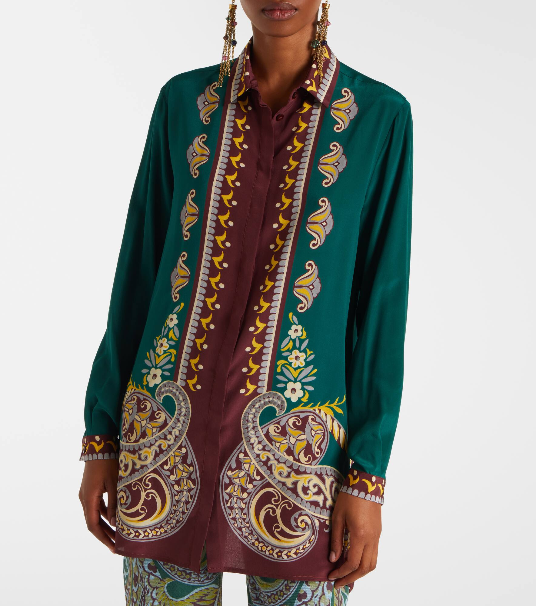 Printed oversized silk shirt - 6