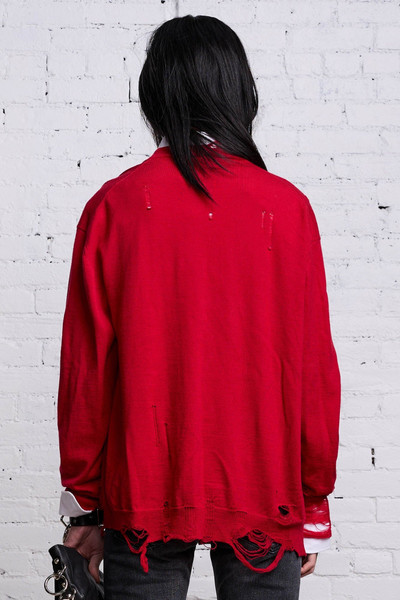 R13 DISTRESSED EDGE CARDIGAN - RED outlook