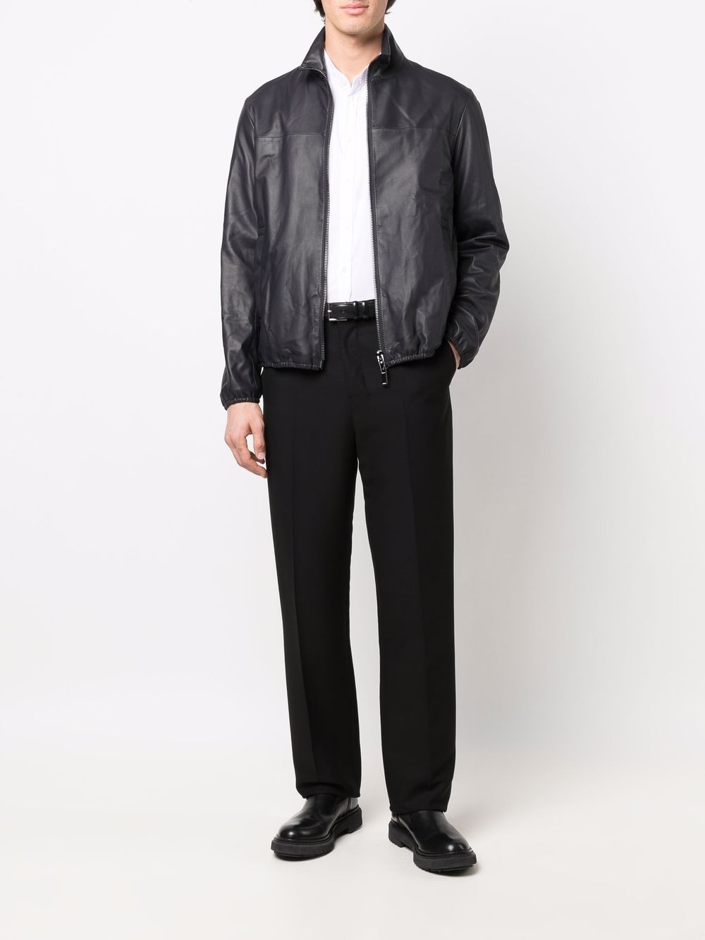 drawstring hem biker jacket - 2