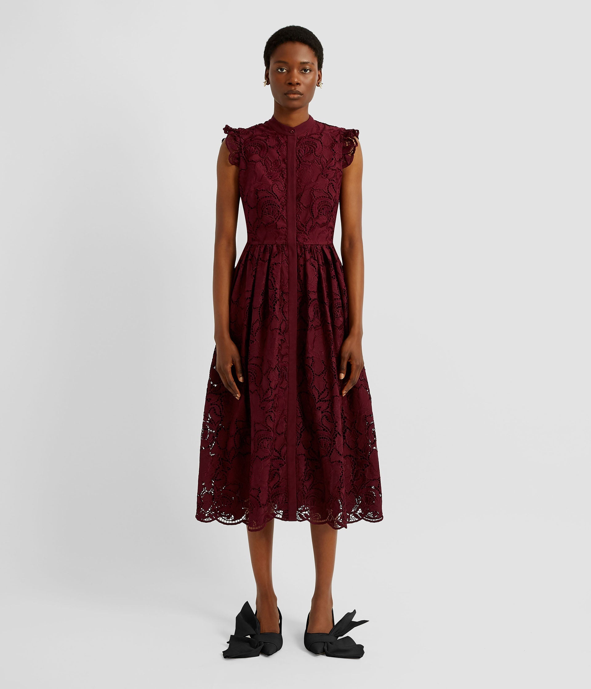 SLEEVELESS FLARED MIDI DRESS - 3