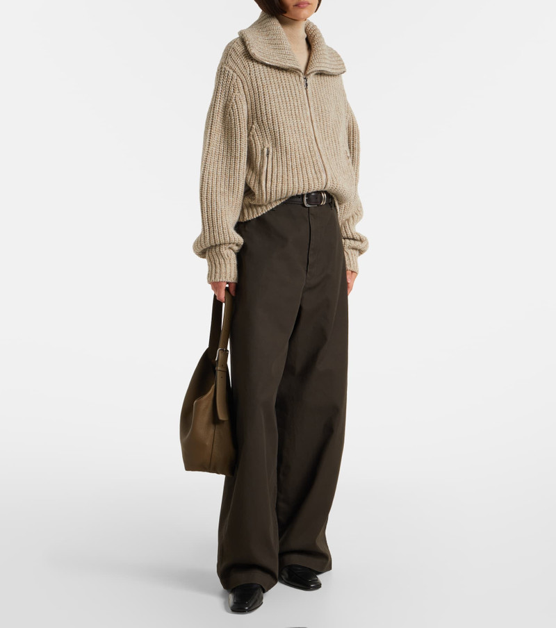 Lemaire High-rise cotton twill wide-leg pants outlook