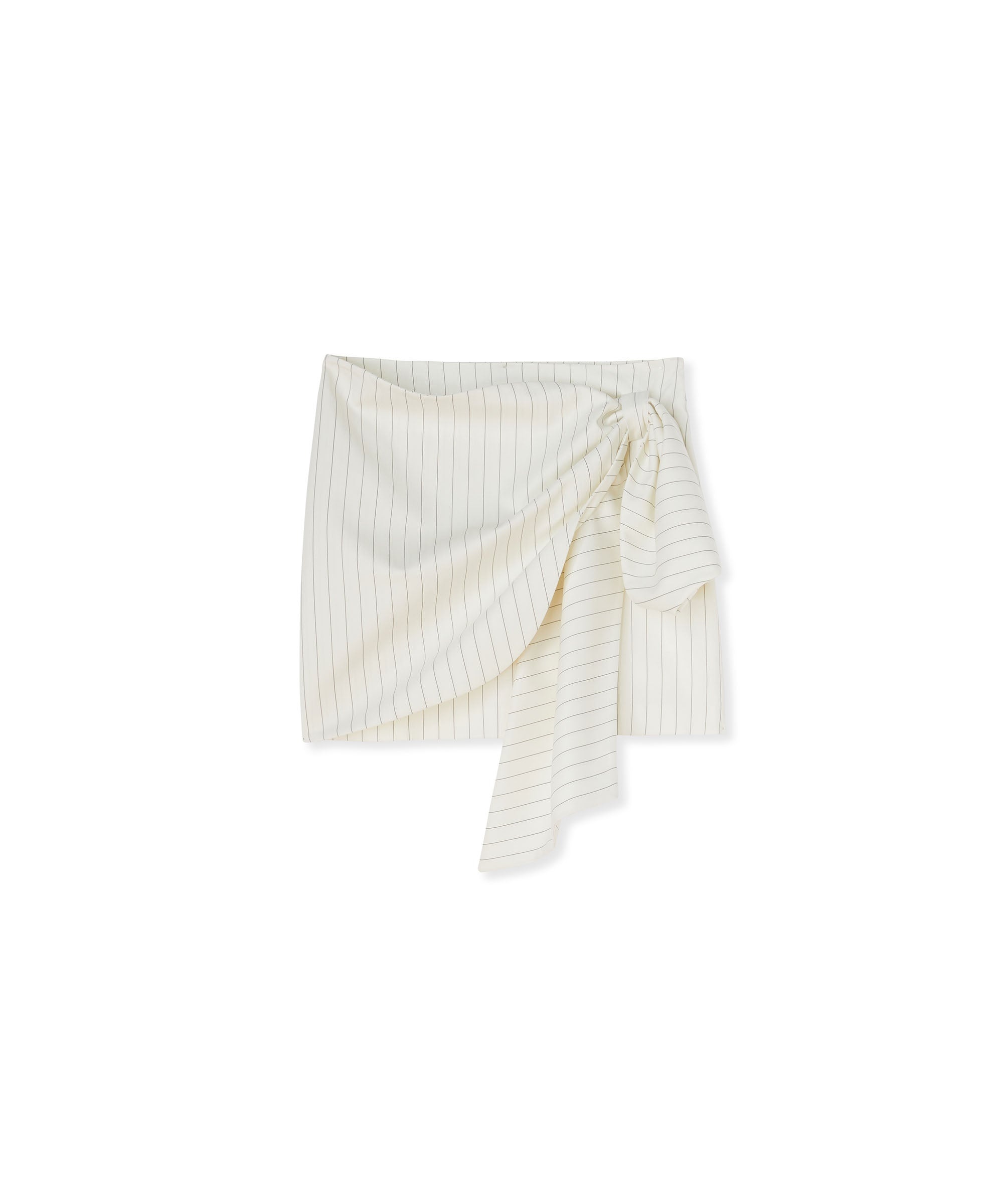 Fresh wool pinstripe draped mini skirt with bow - 1
