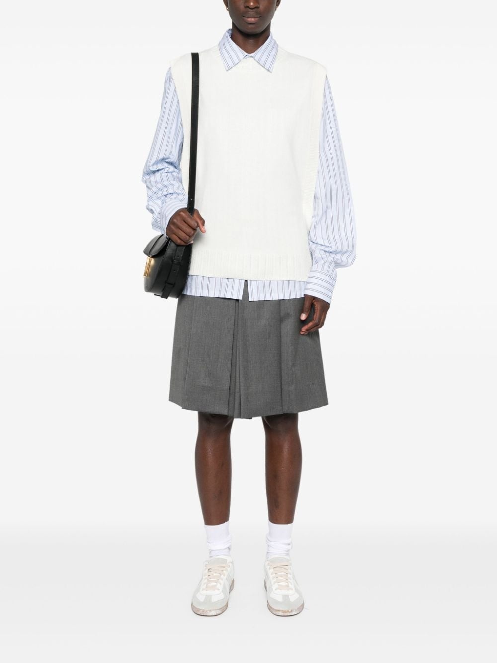 wool crew neck vest - 2