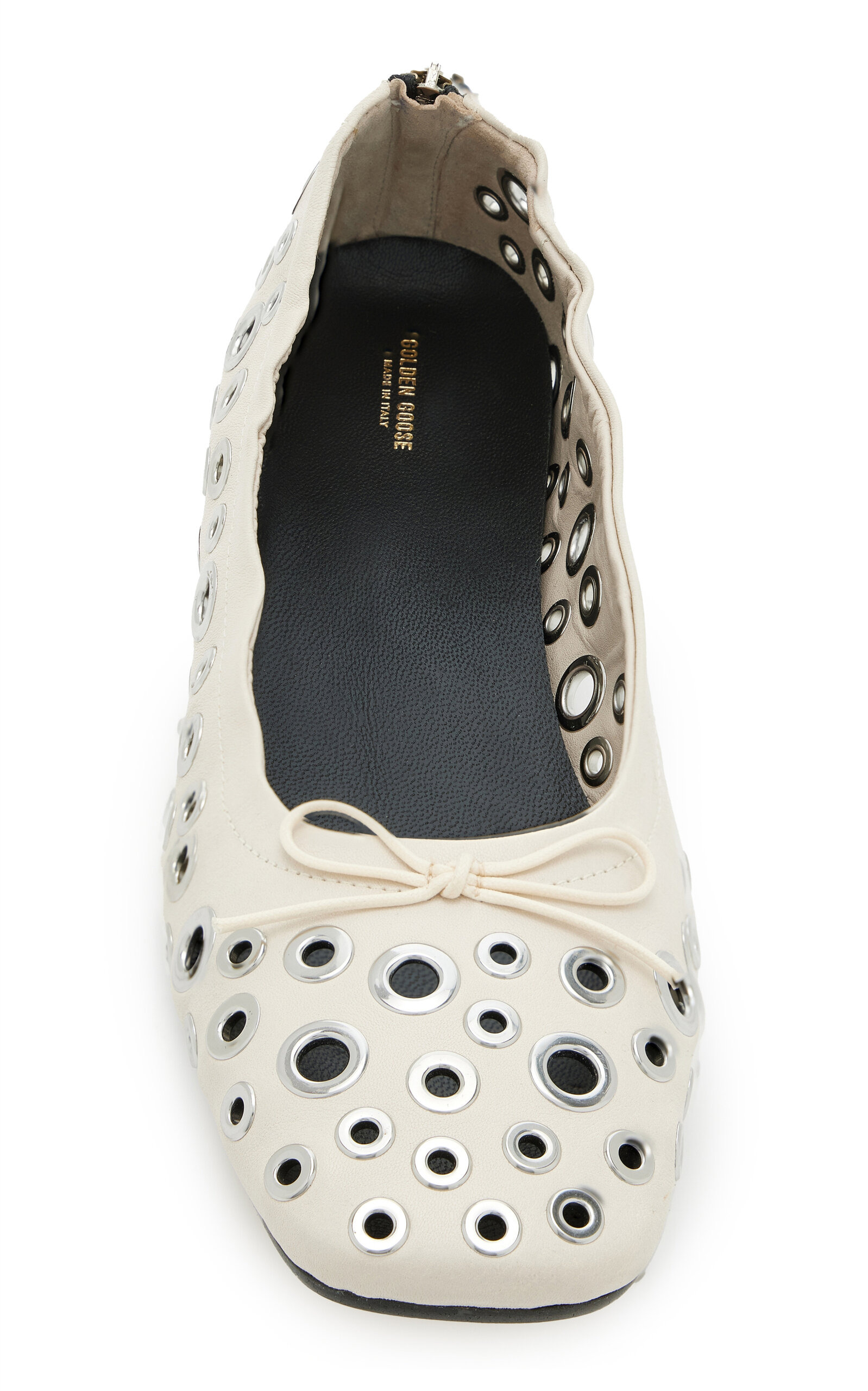 Amy Eyelet-Embellished Nappa Ballerina Flats neutral - 3