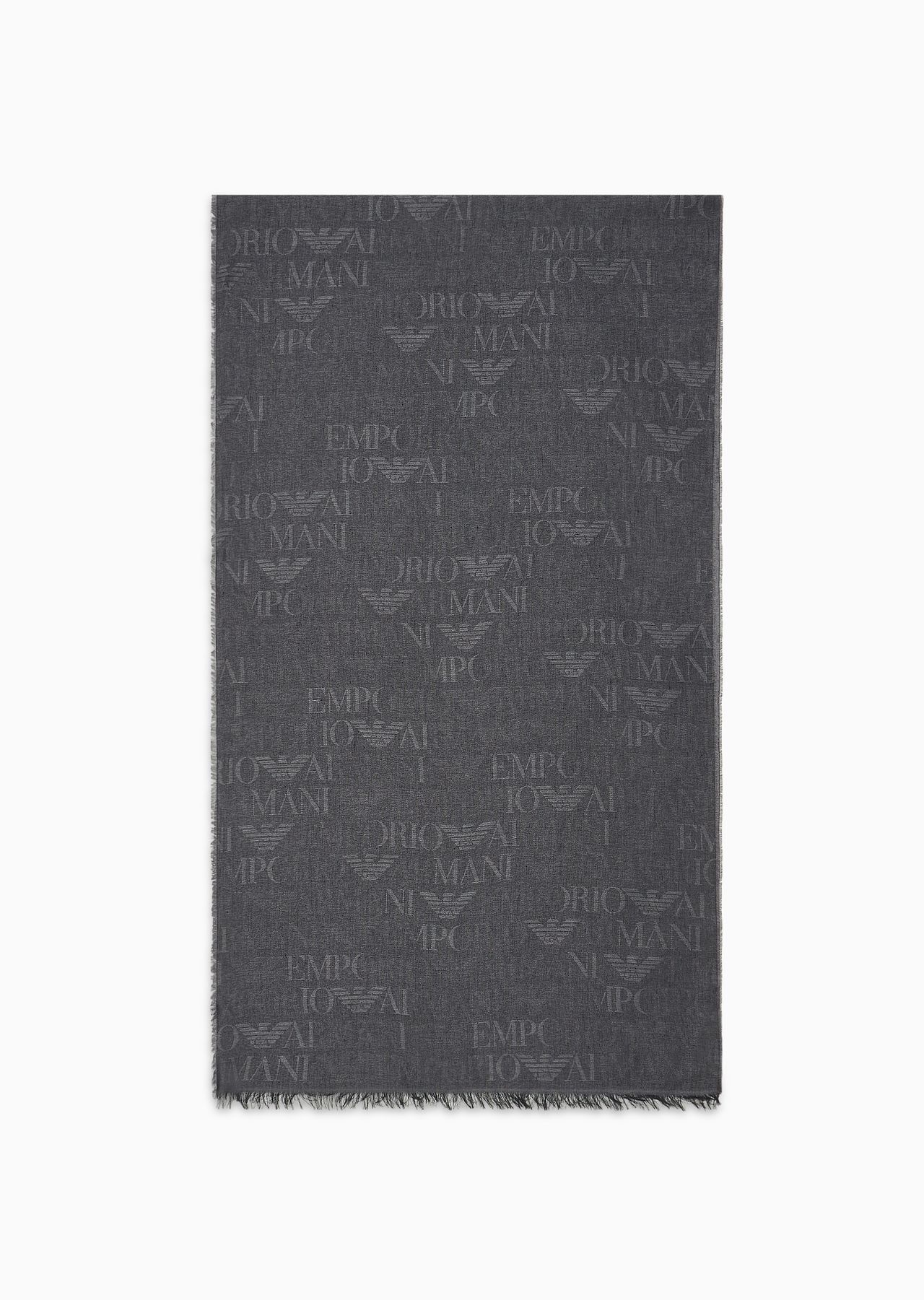 Brushed-fabric scarf with all-over lettering - 1