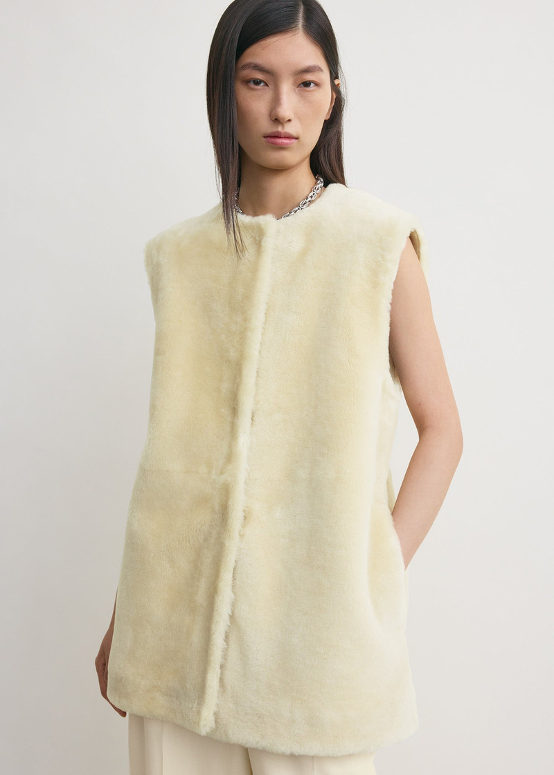 Plush shearling vest ecru 5