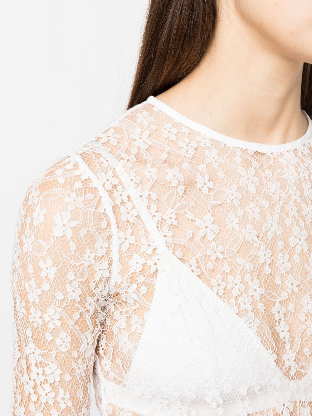 lace-detail long-sleeved top - 5