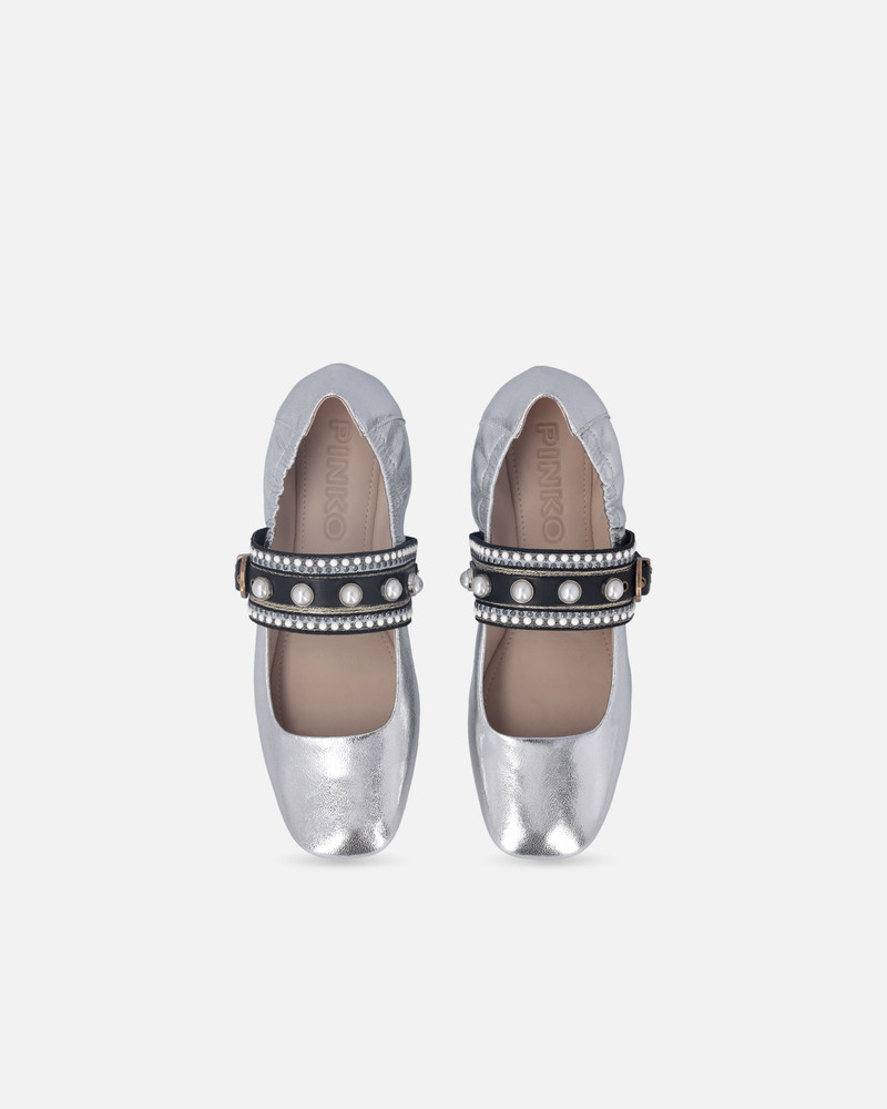 LAMINATED LEATHER BALLERINAS WITH JEWEL BAND 9