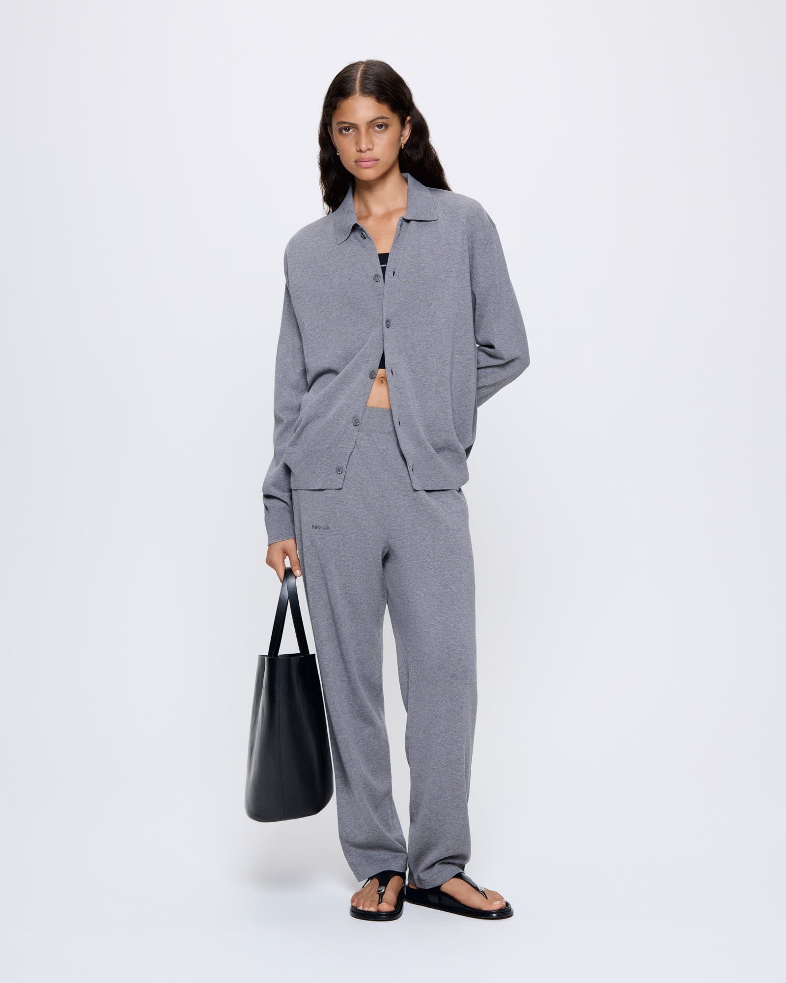 Womens DNA Knitted Collared Shirt - Grey Marl - 3