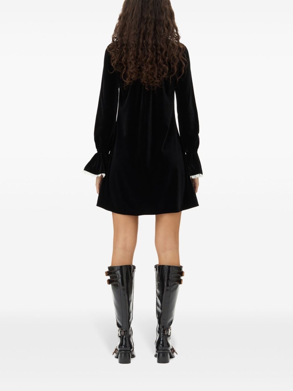 A-line velvet mini dress - 4