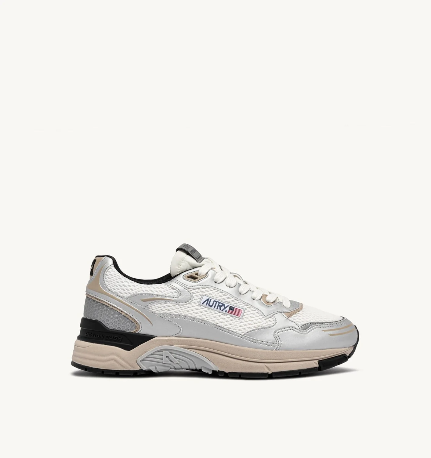 HYPERWAY SNEAKERS IN SILVER, WHITE AND IRISH CREAM SYNTHETIC LEATHER AND MESH - 1