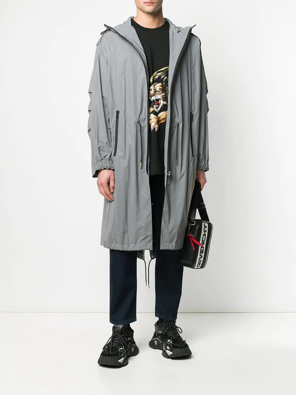 hooded drawstring-waist parka - 2