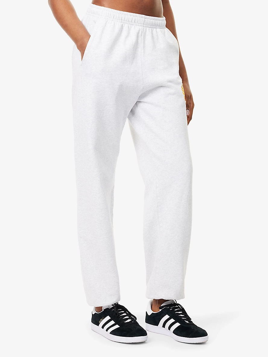 Ny Crest Brand-Embroidery Straight-Leg Mid-Rise Cotton-Jersey Jogging Bottoms - 3