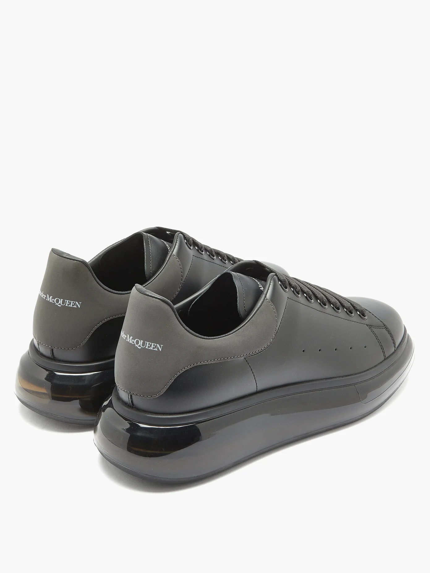 Exaggerated-sole leather trainers - 4