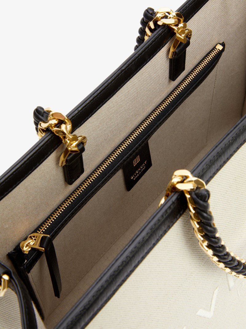 MEDIUM G TOTE SHOPPING BAG IN CANVAS AND LEATHER 6