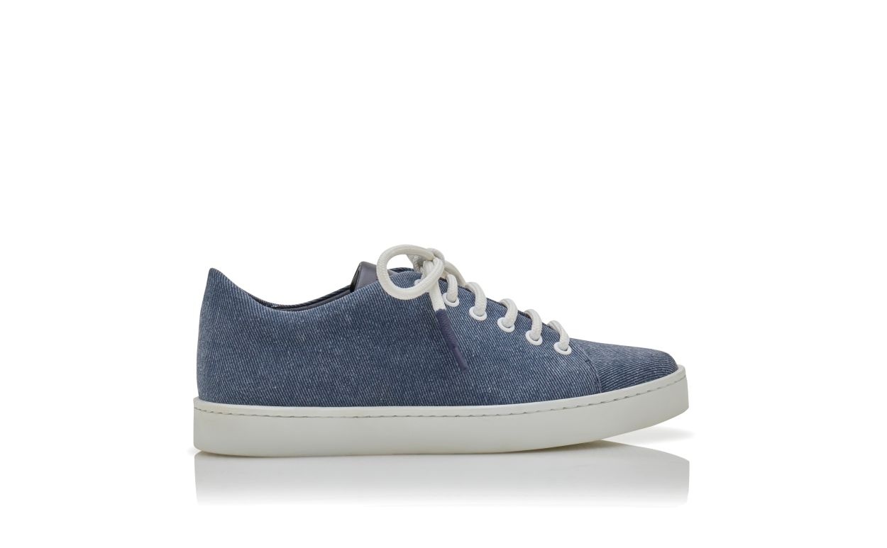 Blue Denim Lace-Up Sneakers - 1