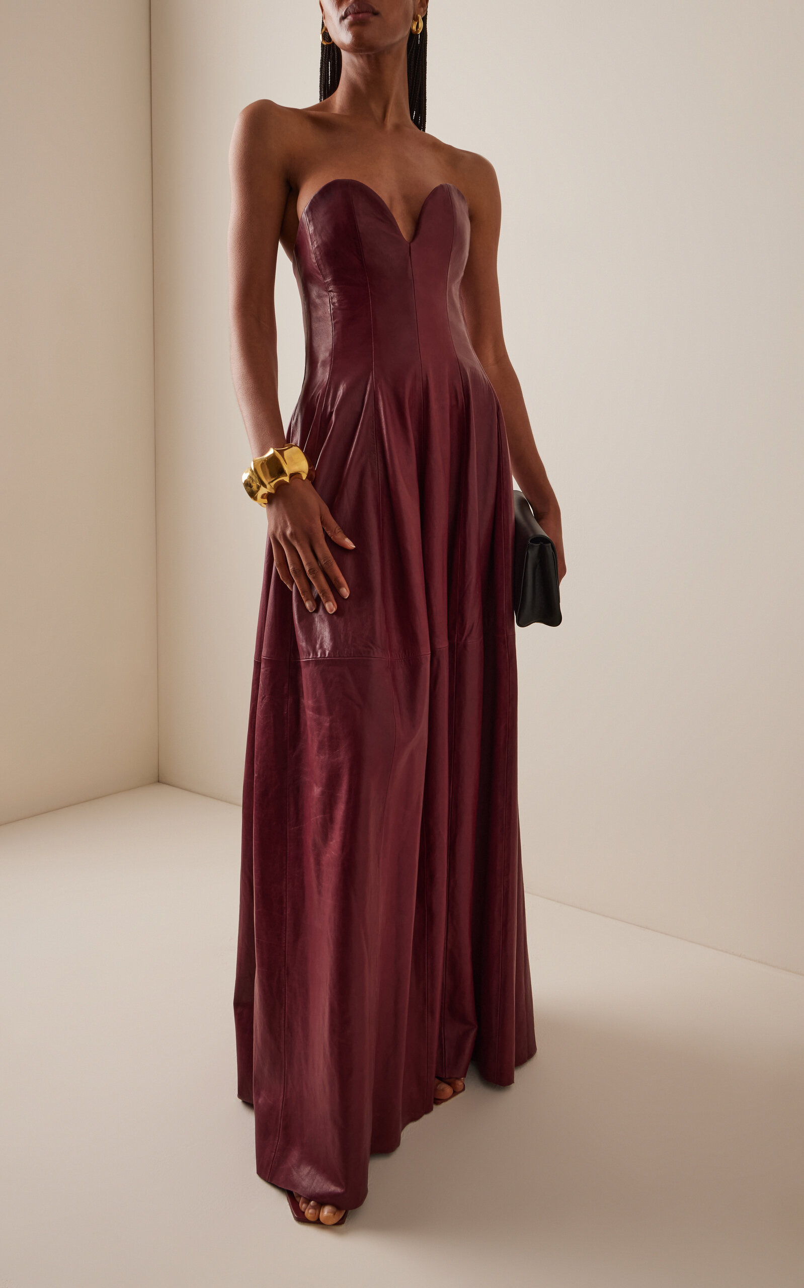 Carrington Bustier Lambskin Gown burgundy - 3