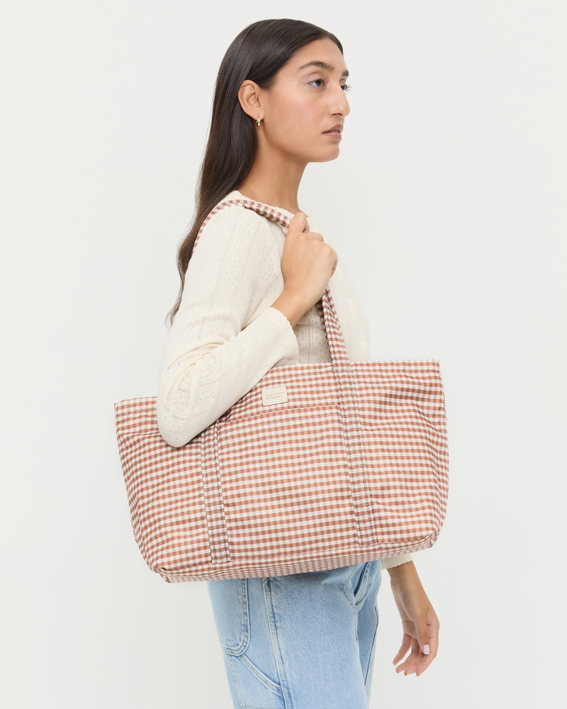 Mira Brown Gingham Everyday Tote 6