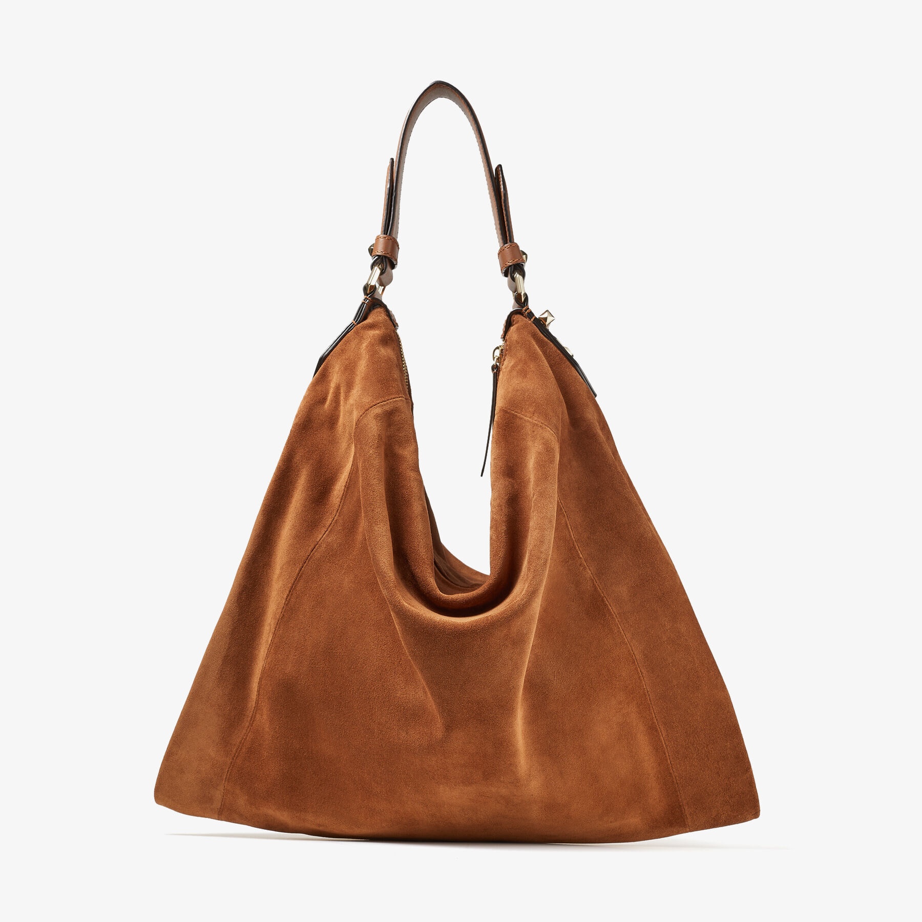 Ana Hobo/s
Dark Tan Suede Hobo Handbag with Smooth Calf Leather Handle - 6