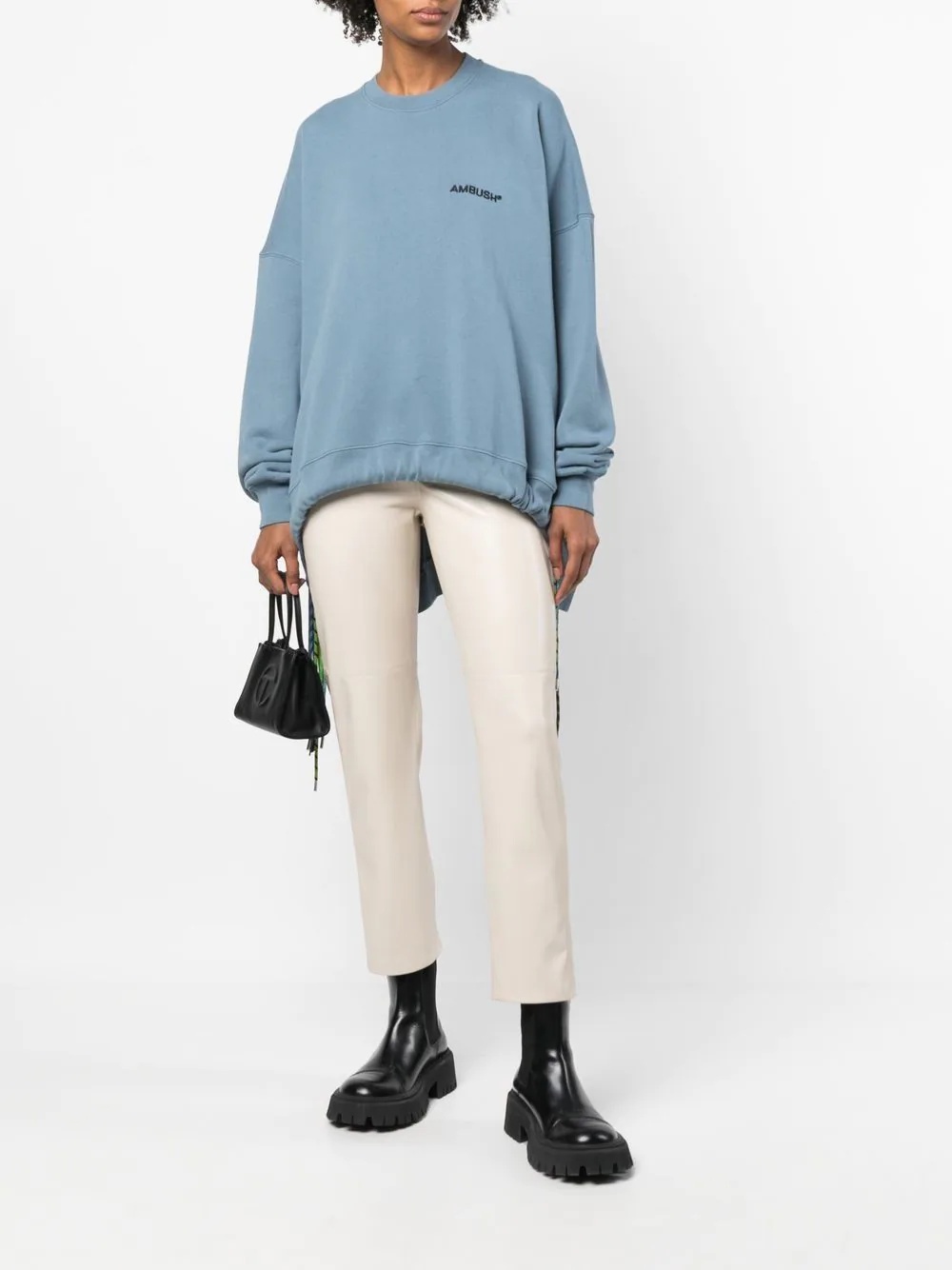 cord-detail crew-neck sweatshirt - 2