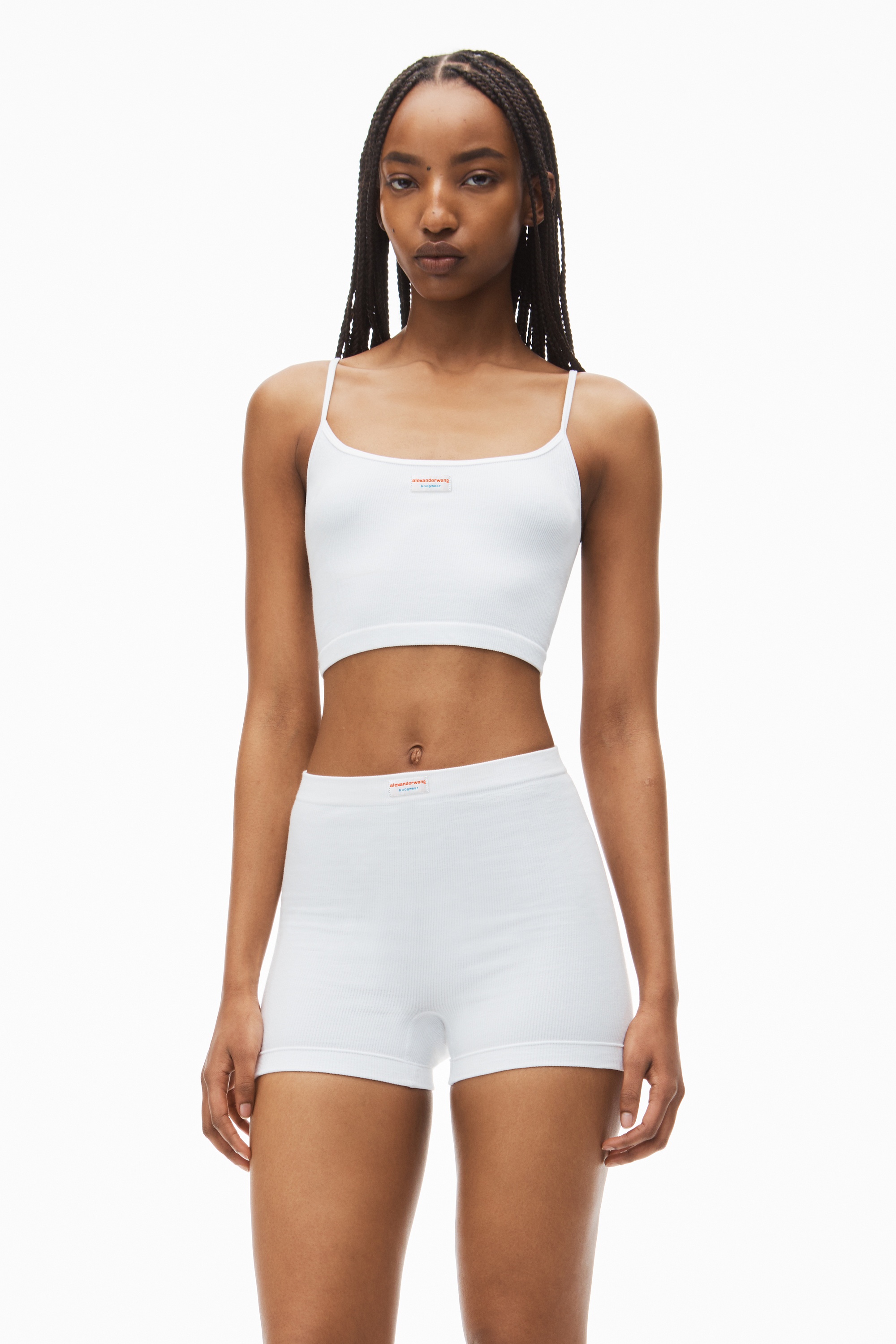 cropped ribbed cotton cami tank - 2