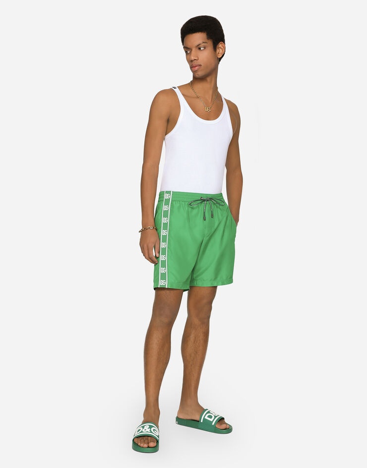 Mid-length swim trunks with DG logo band - 2
