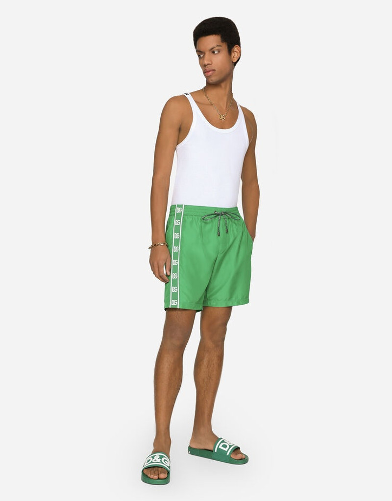 Mid-length swim trunks with DG logo band 2