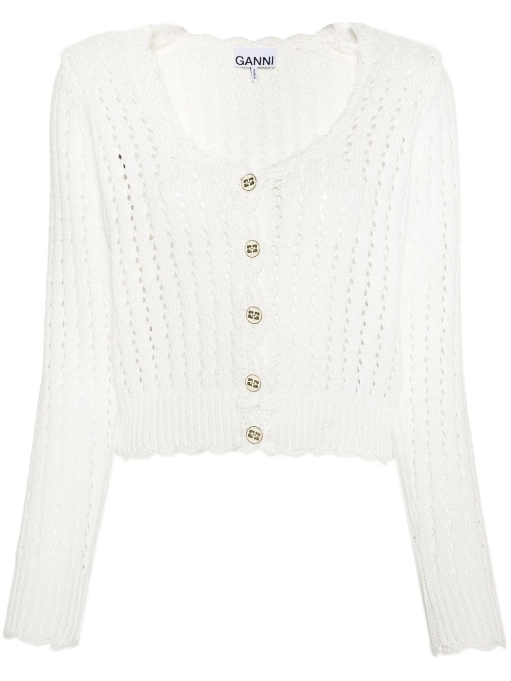 buttoned open-knit cardigan - 1