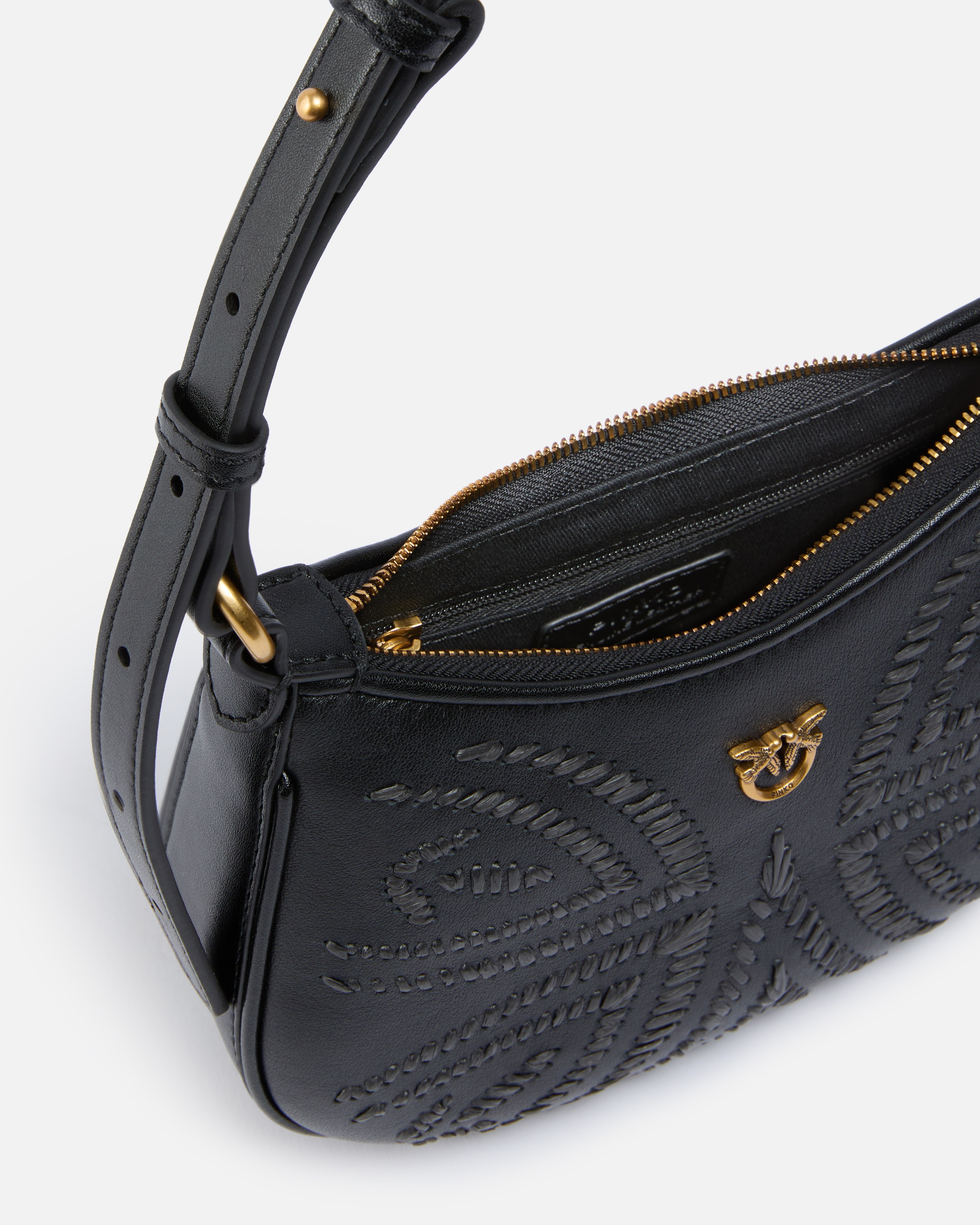 BABY HALF MOON SHOULDER BAG WITH RAFFIA EMBROIDERY - 4