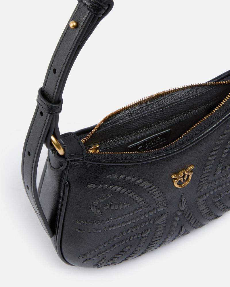 BABY HALF MOON SHOULDER BAG WITH RAFFIA EMBROIDERY 4